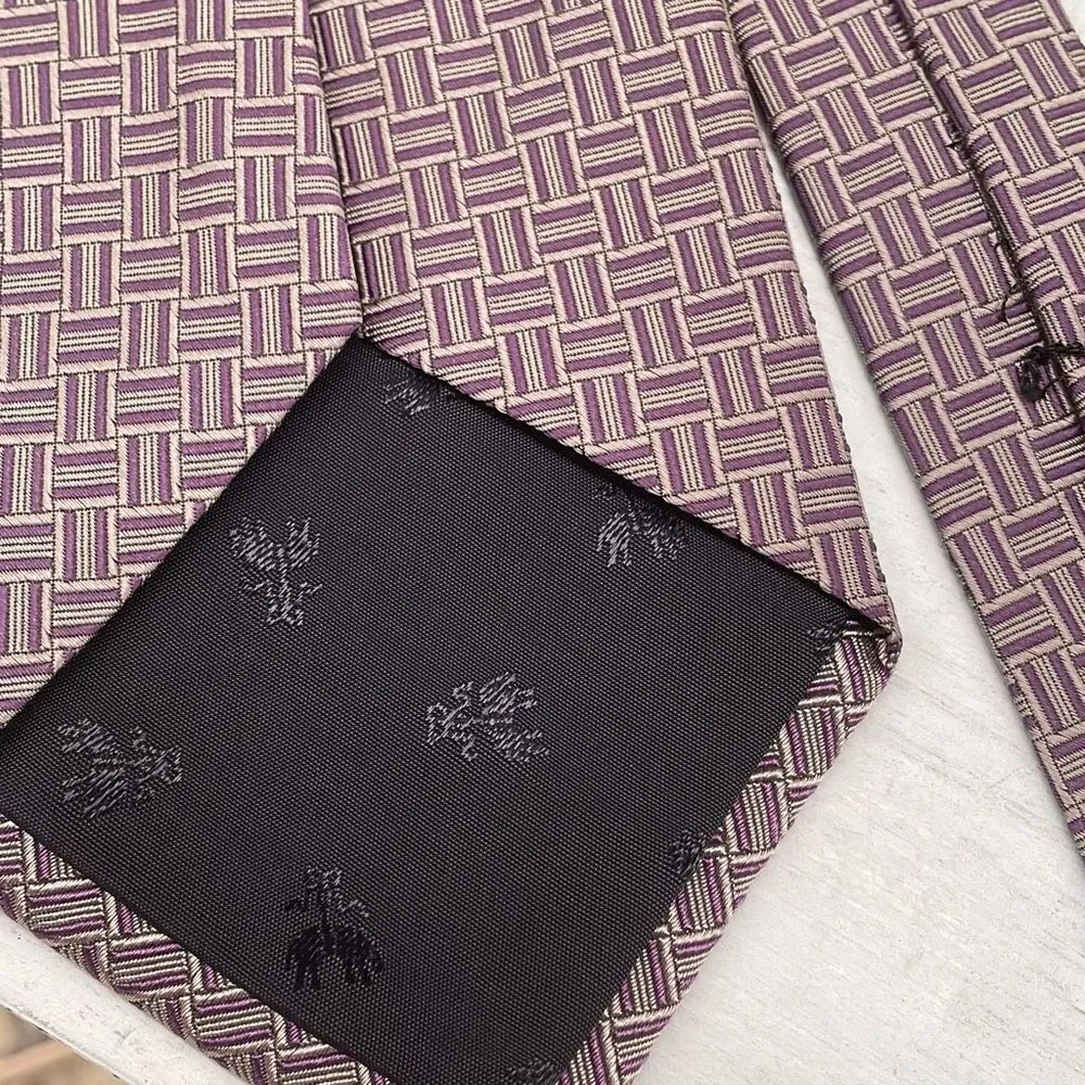 Brooks Brothers Ties For Mens Wide Violet Gray Geometric‎ Wide Golden Fleece USA